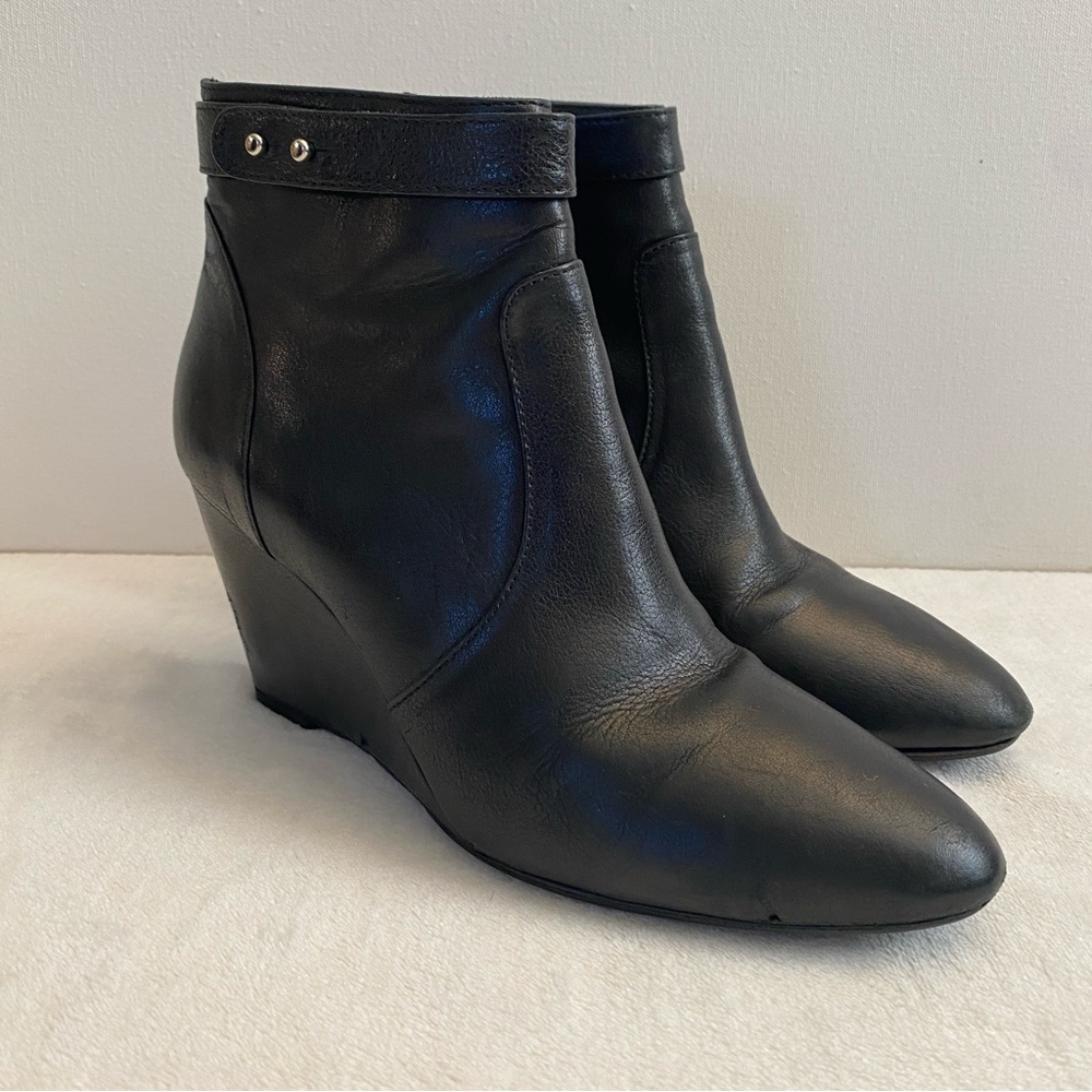Loeffler Randall Black Leather Wedge Silvi Booties